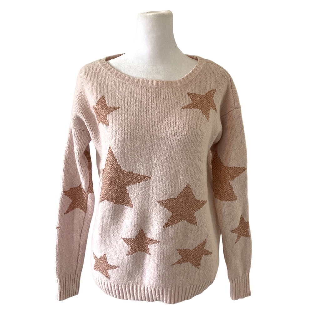 LOFT XS pink stars sweater crewneck